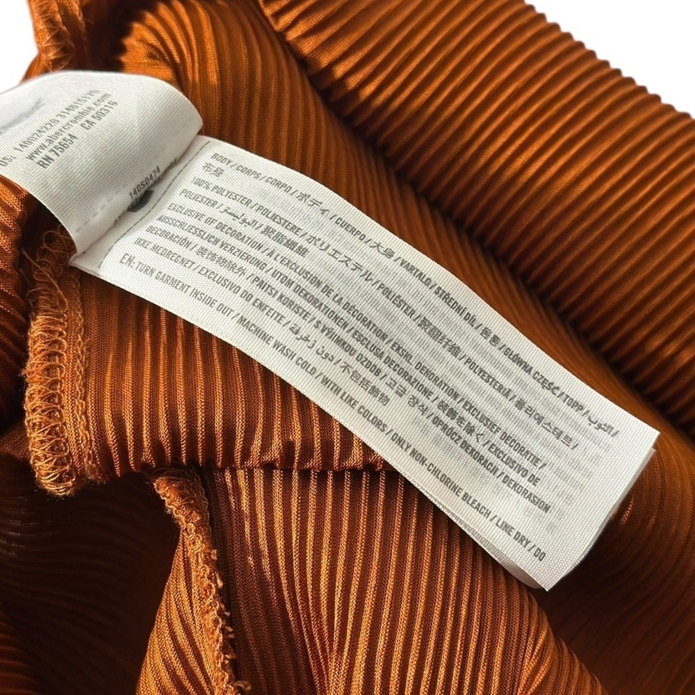 Abercrombie & Fitch Ribbed Pleated Button Down Shirt Rust Orange Women's XS - Picture 6 of 7